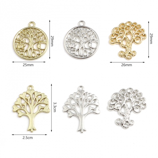 Picture of Zinc Based Alloy Pendants Multicolor Tree of Life 20 PCs