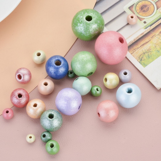 Picture of Wood Spacer Beads Round At Random Color Painted 1000 PCs