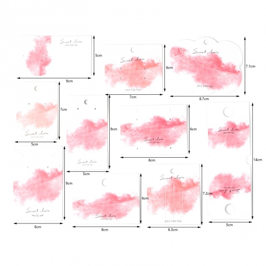 Bild von Papier Schmuck Samtkarten Rechteck Weiß & Rosa , mit Wolke Muster, 50 Stück