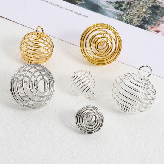 Picture of Iron Based Alloy Spiral Bead Cages Pendants Multicolor 20 PCs