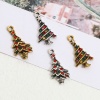 Picture of Zinc Based Alloy Charms Christmas Tree Multicolor Rhinestone 25mm x 13mm, 5 PCs