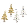 Picture of Zinc Based Alloy Charms Christmas Tree Multicolor Rhinestone 27mm x 15mm, 10 PCs
