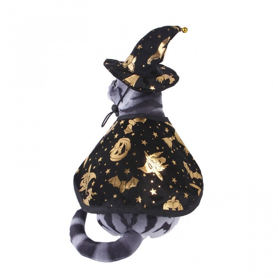 Bild von Halloween gedruckt Zauberer Hut & Mantel Haustier Hund Katze Kleidung verkleiden Cosplay Kostüm