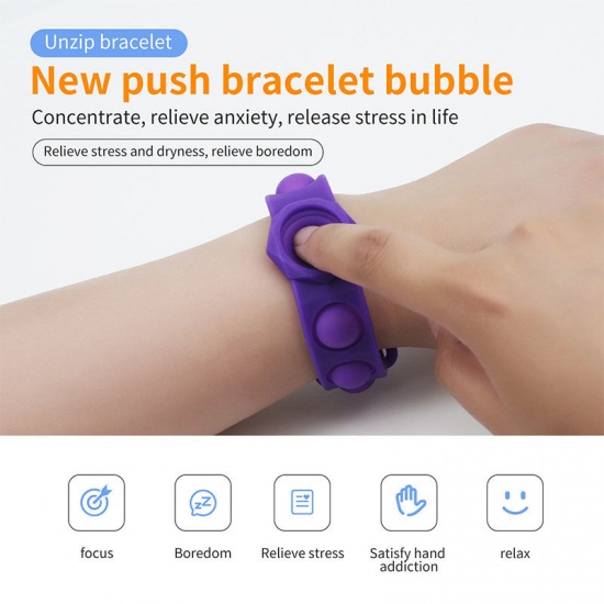 Immagine di Silicone Push Bubble Popper Reliver Stress Educational Toys Wristband Bracelets For Children Adult Squeeze Fidget Sensory Toy