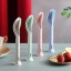 Изображение Creamy-White - PP & Wheat Straw 3Pcs Combination Portable Dinnerware Flatware Knife Fork Spoon Set For Outdoor Travel 17cm long, 1 Set