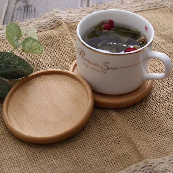 Picture of Coffee - 9# Square Walnut Insulation Japanese Tea Ceremony Cup Pad 8.8x8.8x0.9cm, 1 Piece