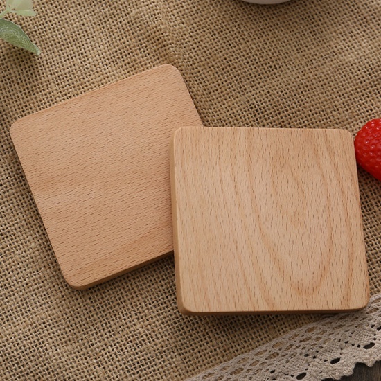 Picture of Coffee - 9# Square Walnut Insulation Japanese Tea Ceremony Cup Pad 8.8x8.8x0.9cm, 1 Piece