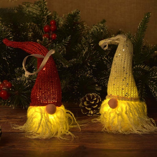 Изображение Christmas Faceless Elf Doll With Lights Luminous Decoration Ornaments