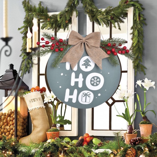 Изображение Wooden Round Christmas Hanging Decoration For Closet Door And Window