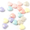 Picture of Resin Valentine's Day Spacer Beads Heart Pink Pearlized Faceted About 11mm x 10mm, Hole: Approx 1.6mm, 50 PCs