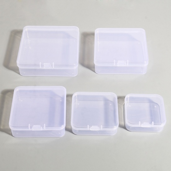 Immagine di Plastica Cestello Portaoggetti Contenitore Quadrato Trasparente 9.4cm x 9.4cm, 5 Pz