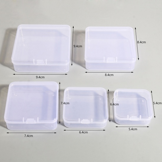 Immagine di Plastica Cestello Portaoggetti Contenitore Quadrato Trasparente 9.4cm x 9.4cm, 5 Pz