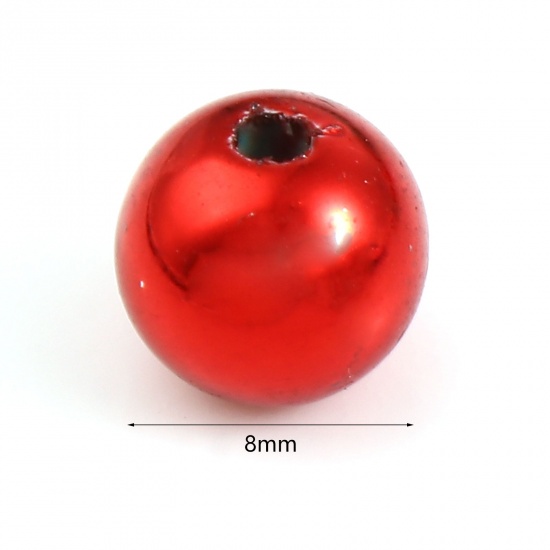 Picture of CCB Plastic Christmas Beads Round Multicolor About 8mm Dia., Hole: Approx 1.7mm, 50 PCs