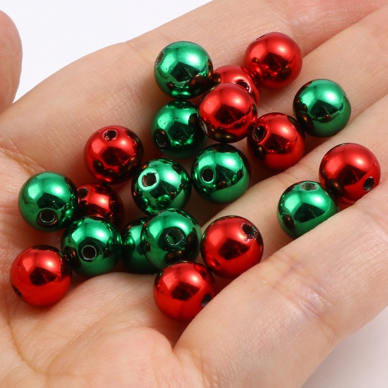 Picture of CCB Plastic Christmas Beads Round Multicolor About 8mm Dia., Hole: Approx 1.7mm, 50 PCs