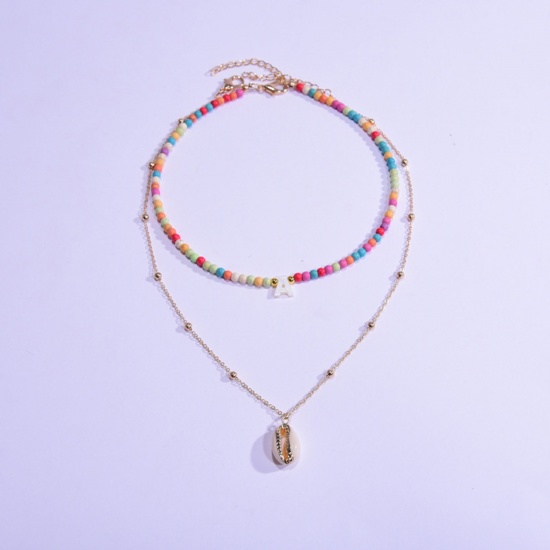 Immagine di Collana di Perline Multicolore Conchiglia Lettera Maiuscola 1 Serie ( 2 Pz/Serie)