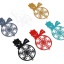 Immagine di Ottone Filigree Stamping Connettore Pupazzo Natale Multicolore Fiocco di Neve Pittura 6.2cm x 4.1cm, 5 Pz