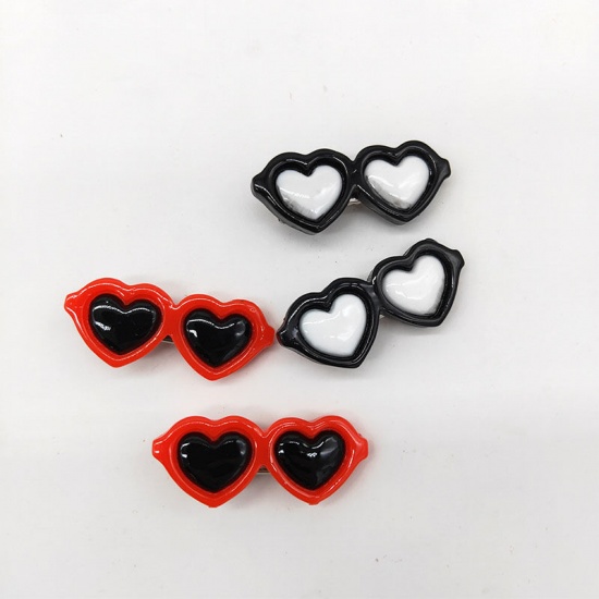 Immagine di Black - Plastic Heart Cute Cat Dog Hair Clip Pet Accessories 4cm long, 2 PCs