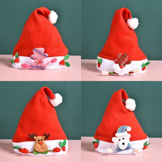 Picture of Green & Red - 26# Velvet Plush Thicken New Year Elves Christmas Hat For Adult Children Festival Supplies Decoration 28x38cm, 1 Piece