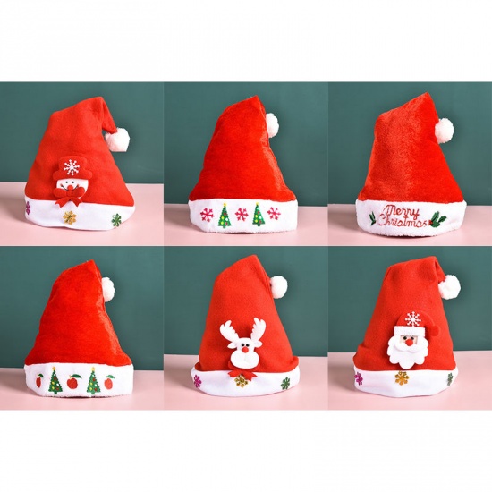 Picture of Green & Red - 26# Velvet Plush Thicken New Year Elves Christmas Hat For Adult Children Festival Supplies Decoration 28x38cm, 1 Piece