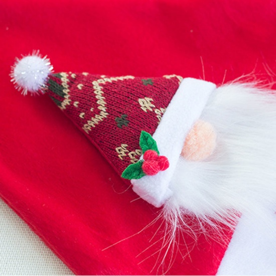 赤-3＃ベルベットぬいぐるみ厚く新年顔のないドワーフエルフ大人 子供 クリスマス帽子パーティーグッズ  可愛い40x28cm、1個 の画像