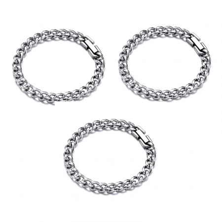 Acciaio Inossidabile Braccialetti Tono Argento 1 Pz