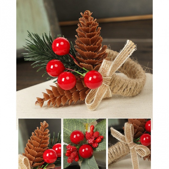 Picture of Red - 5# Christmas Plastic Napkin Ring Buckle Holder Table Decoration 10x10x4.5cm, 1 Piece