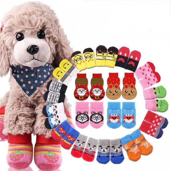 Picture of Christmas Winter Warm Acrylic Wool Knitted Dog Socks Pet Accessories