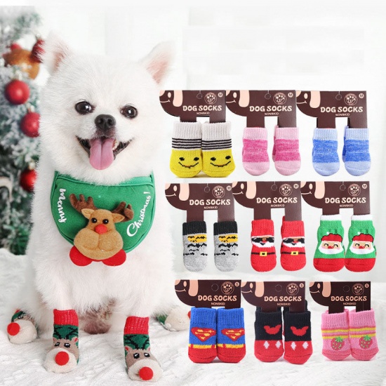 Picture of Christmas Winter Warm Acrylic Wool Knitted Dog Socks Pet Accessories