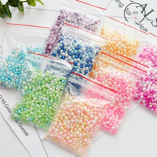 Picture of Resin Resin Jewelry Craft Filling Material Pink Round Imitation Pearl 5mm - 2.5mm, 1 Bag