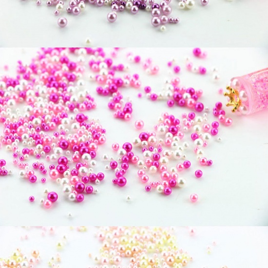 Picture of Resin Resin Jewelry Craft Filling Material Pink Round Imitation Pearl 5mm - 2.5mm, 1 Bag