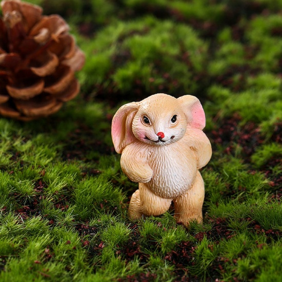 Picture of Pale Yellow - 5# Cute Rabbit Resin Micro Landscape Miniature Decoration 4.4x2.3cm, 1 Piece