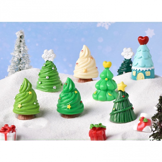 Picture of White - 16# Christmas Snowman Series Resin Micro Landscape Miniature Decoration 4.2x2.5cm, 1 Piece