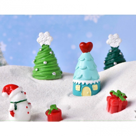 Picture of White - 16# Christmas Snowman Series Resin Micro Landscape Miniature Decoration 4.2x2.5cm, 1 Piece