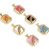 Picture of Brass Weather Collection Charms Gold Plated Multicolor Polygon Enamel Multicolor Rhinestone Clear Cubic Zirconia 28mm x 18mm, 1 Piece                                                                                                                         