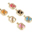 Immagine di 1 Pz Ottone Tempo Collezione Ciondoli Pendenti Oro Placcato Multicolore Poligono Smalto Multicolore Strass Trasparente Cubic Zirconiae 28mm x 18mm