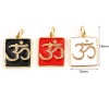 Immagine di Ottone Religione Charms Rettangolo Multicolore Simbolo di OM 2 Pz