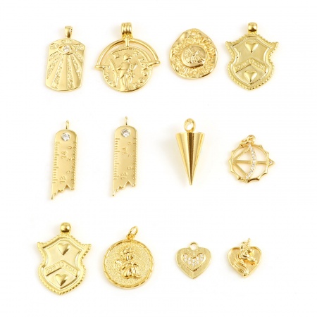 Brass Religious Charms 18K Real Gold Plated 1 Piece