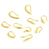 Picture of Brass Ear Wire Hooks Earring 18K Real Gold Plated U-shaped W/ Loop Clear Rhinestone 2 PCs                                                                                                                                                                     