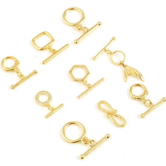 Picture of Brass Toggle Clasps 18K Real Gold Plated 1 Set                                                                                                                                                                                                                