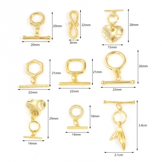 Picture of Brass Toggle Clasps 18K Real Gold Plated 1 Set                                                                                                                                                                                                                