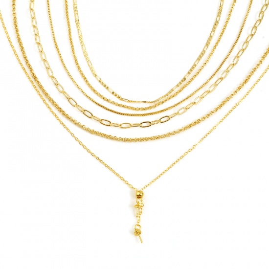 Picture of Brass Necklace 18K Real Gold Plated 1 Piece                                                                                                                                                                                                                   