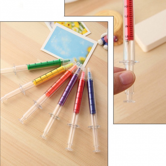 Изображение Dark Purple - 6# Syringe Highlighter Marker Pen Student Stationery Supplies 13.5cm long, 2 PCs