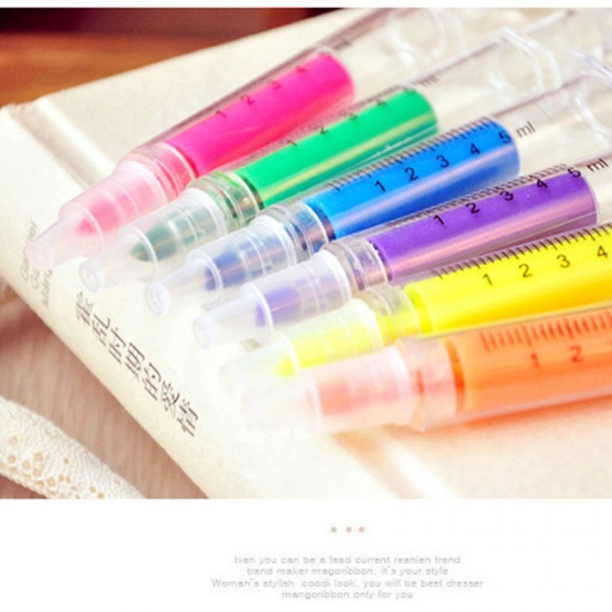 Immagine di Dark Purple - 6# Syringe Highlighter Marker Pen Student Stationery Supplies 13.5cm long, 2 PCs