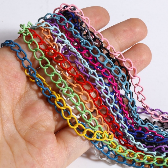 Picture of Iron Based Alloy Painted Link Curb Chain Findings Multicolor 7x5mm, 5 M