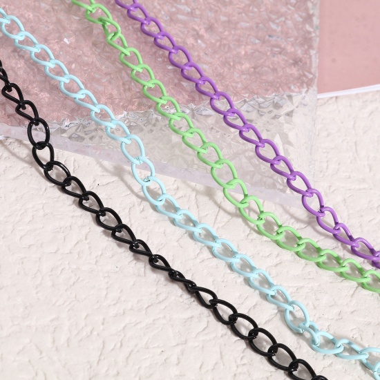 Picture of Iron Based Alloy Painted Link Curb Chain Findings Multicolor 7x5mm, 5 M