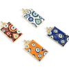 Picture of 1 Piece Brass Religious Pendants 18K Real Gold Plated Multicolor Rectangle Evil Eye Enamel