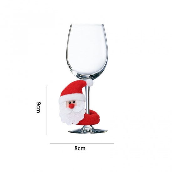Immagine di Brown - 3# Christmas Reindeer Velvet Wine Cup Mark Cover Holder Dinner Table Decoration 8x3x9cm, 1 Piece