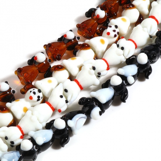 Picture of Lampwork Glass Beads Dog Animal Multicolor 2 PCs