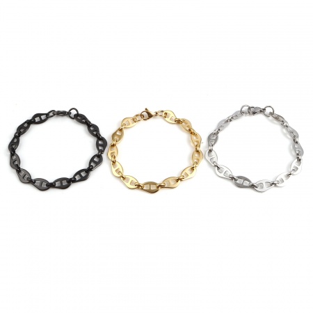 Stainless Steel Bracelets Multicolor Pig Nose 19cm(7 4/8") long, 1 Piece Stainless Steel Bracelets Multicolor Pig Nose 19cm(7 4/8") long, 1 Piece