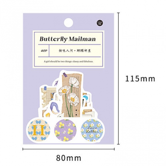 Picture of Purple - 4# Japanese Paper Sweet Life DIY Scrapbook Stickers Decoration 11.5x8cm, 1 Set